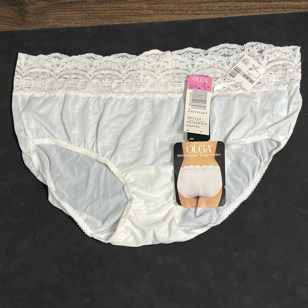 Olga Panties Womens 6 Vintage 70s High Waist Secret Hug Fashion Scoop Lace Brief
